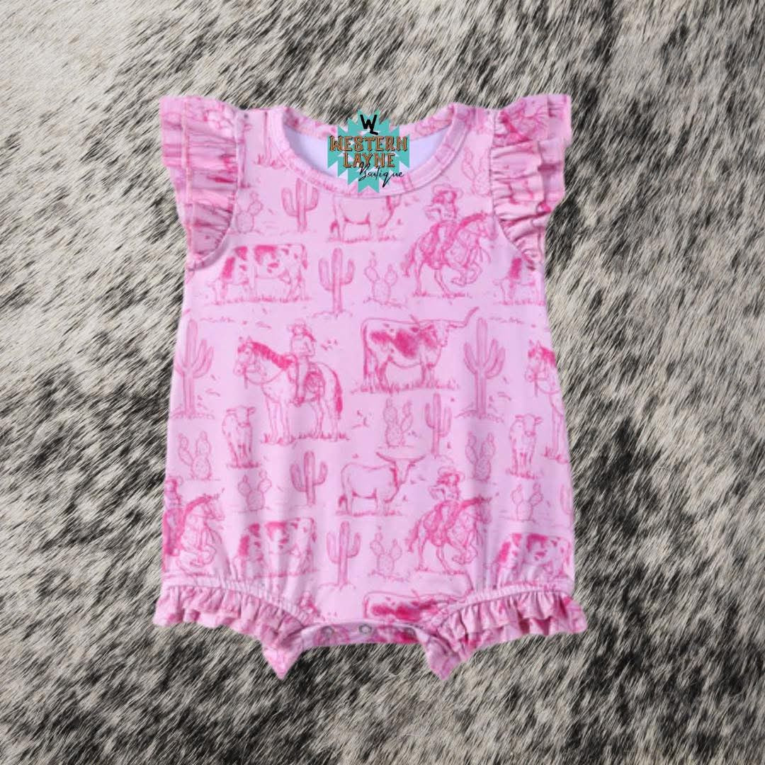 Pink Western Baby Romper