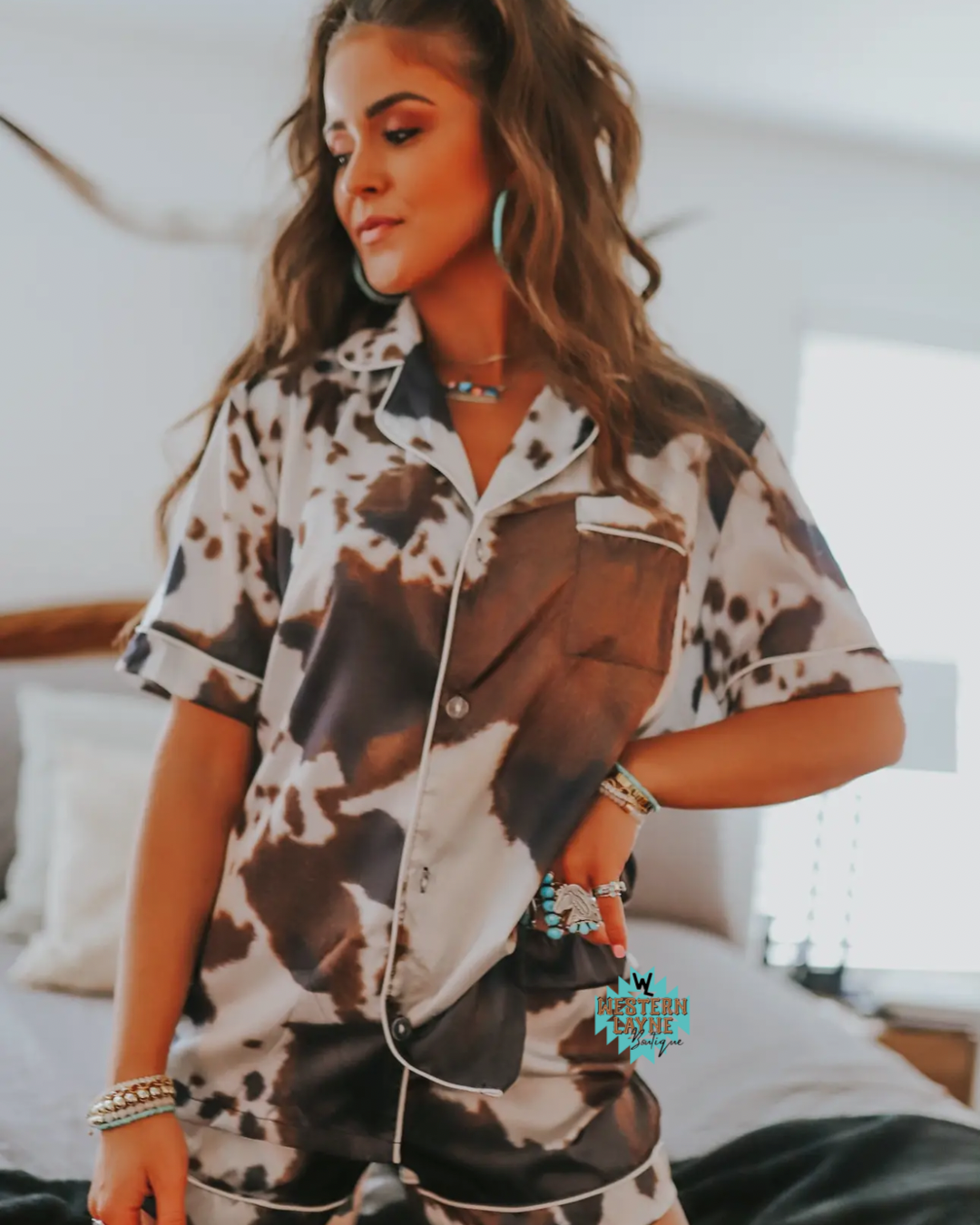 Brown Cowhide Pajama Set