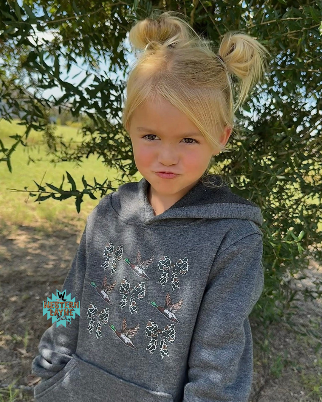 Ducks and Camo Bows Hoodie Charcoal Gray