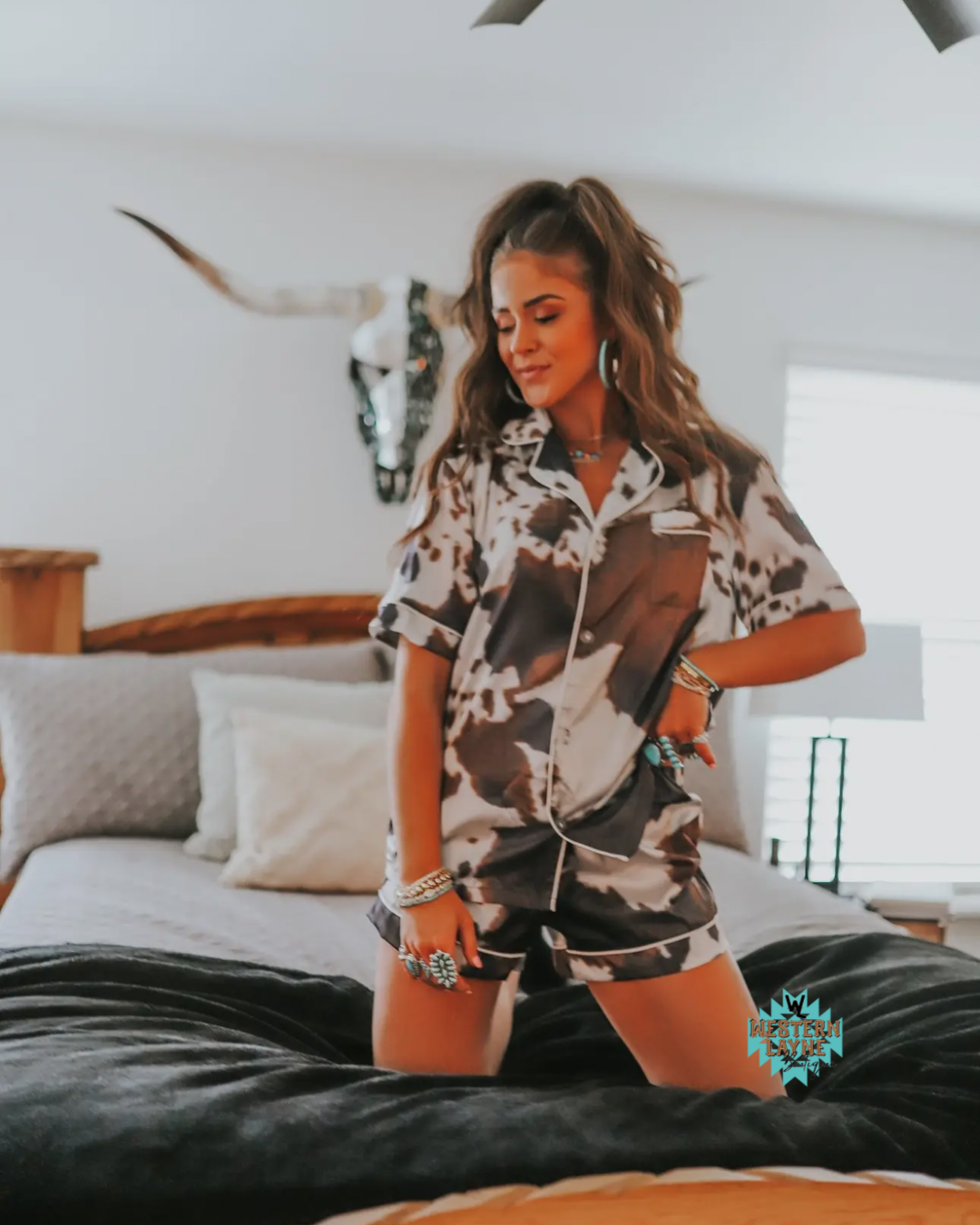 Brown Cowhide Pajama Set