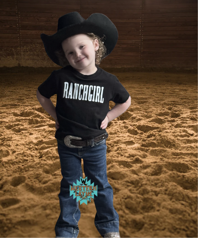 Ranchgirl Black T-Shirt (White)