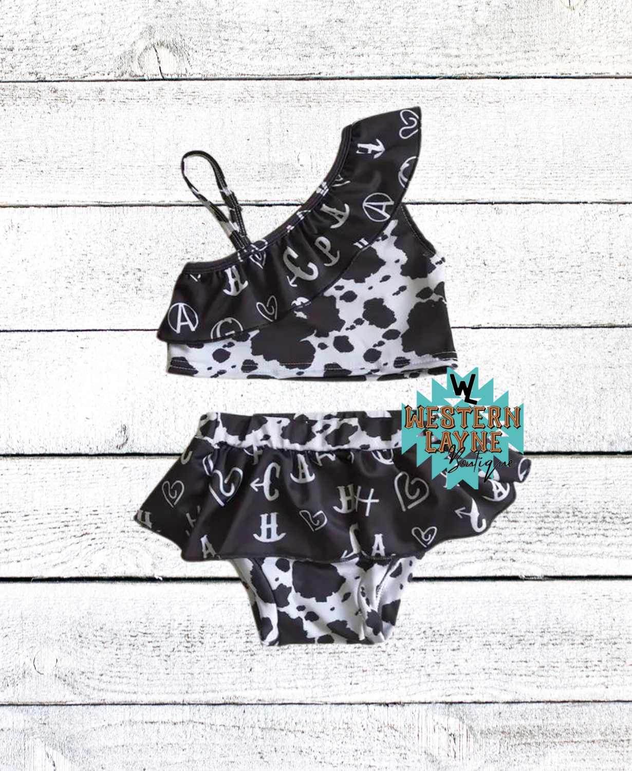 Cattle Brand 2-Piece Ruffle Bathing Suit