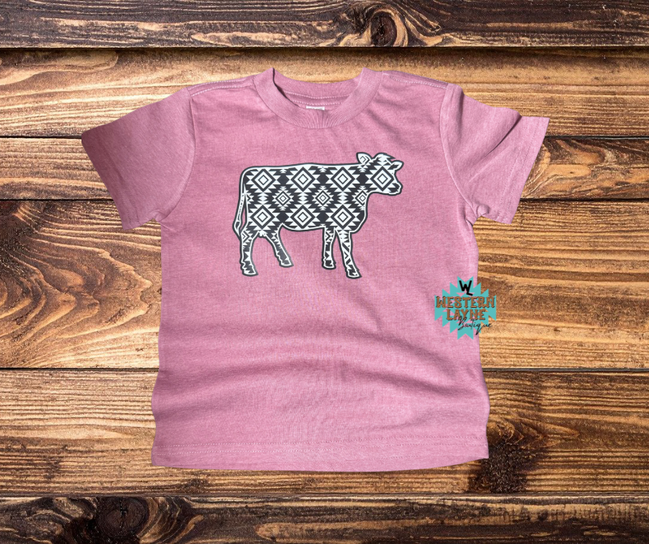 Aztec Cow Maroon T-Shirt
