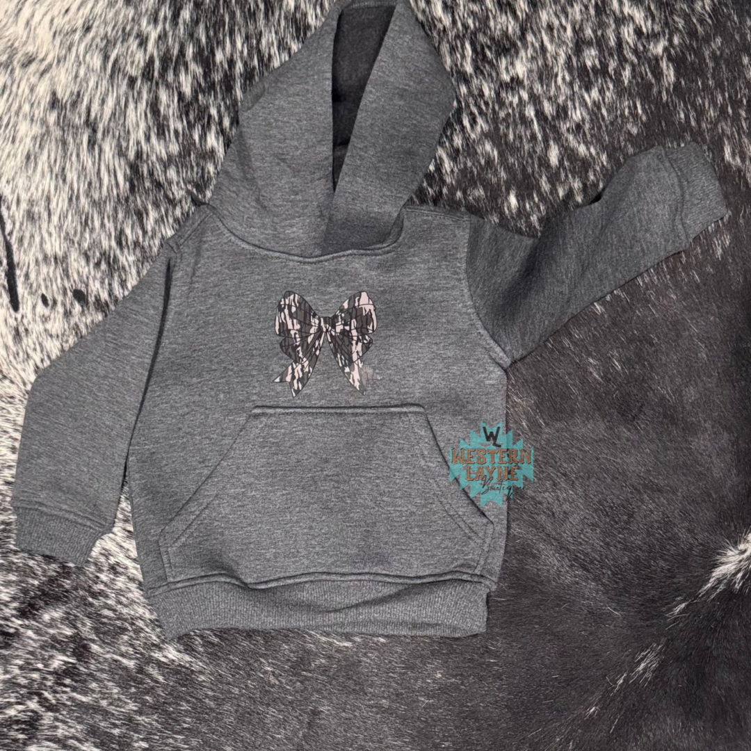 Bottomland Camo Bow Hoodie Charcoal Gray