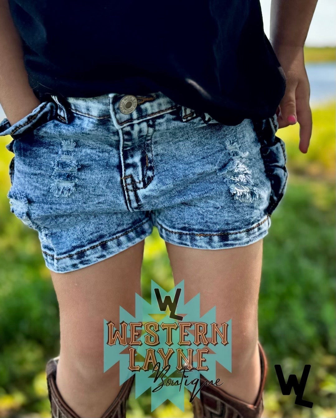Distressed Denim Shorts
