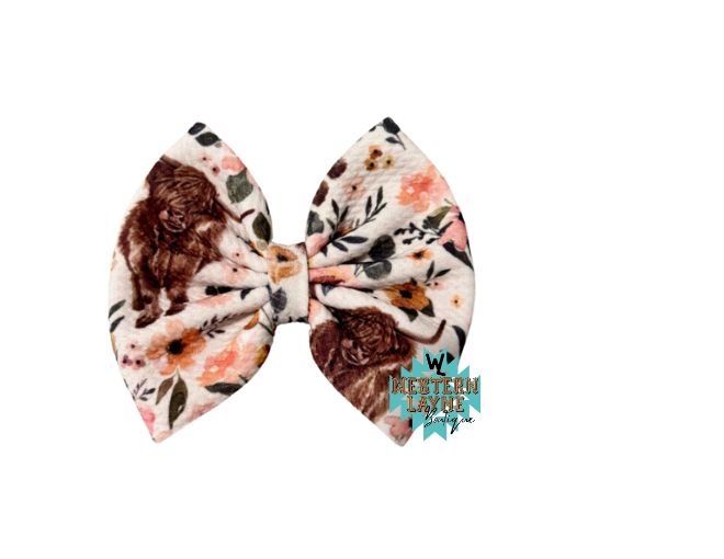Highland Cow Floral Bow
