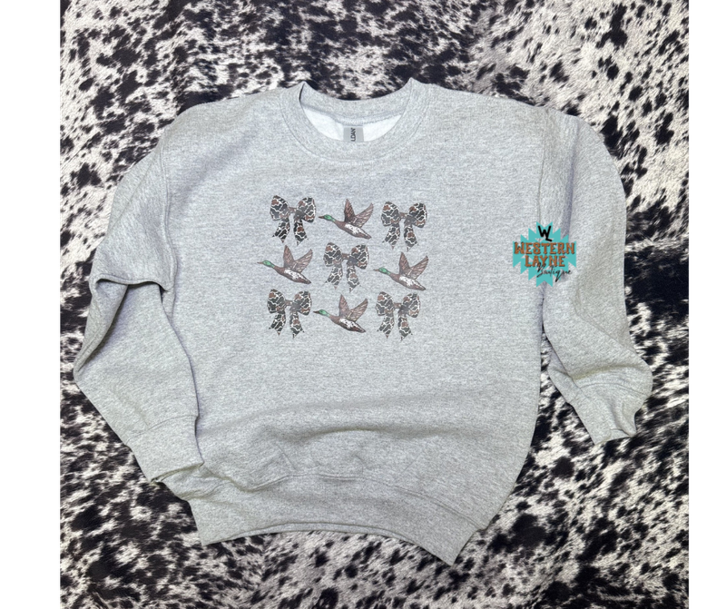 Ducks and Camo Bows Gray Sweatshirt