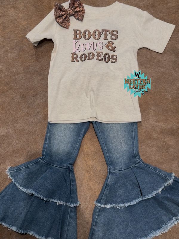 Boots Bows & Rodeo Leather/Pink Natural Heather T-Shirt