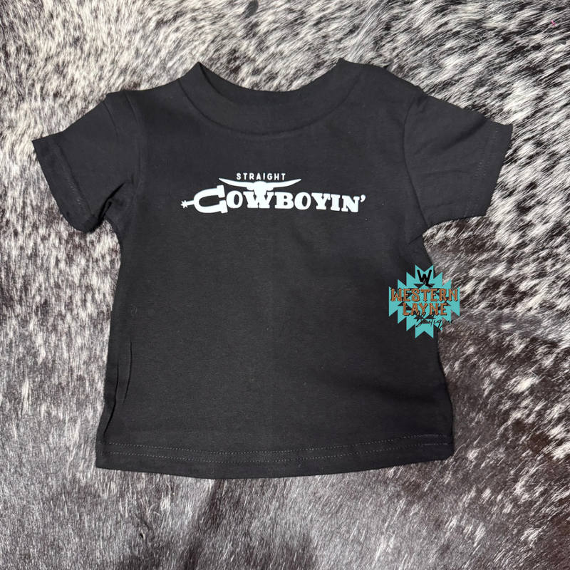Straight Cowboyin' Black T-Shirt