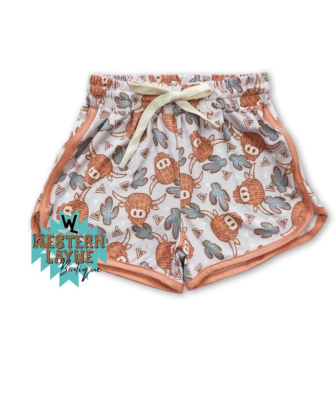 Highland Cow Cactus Western Shorts