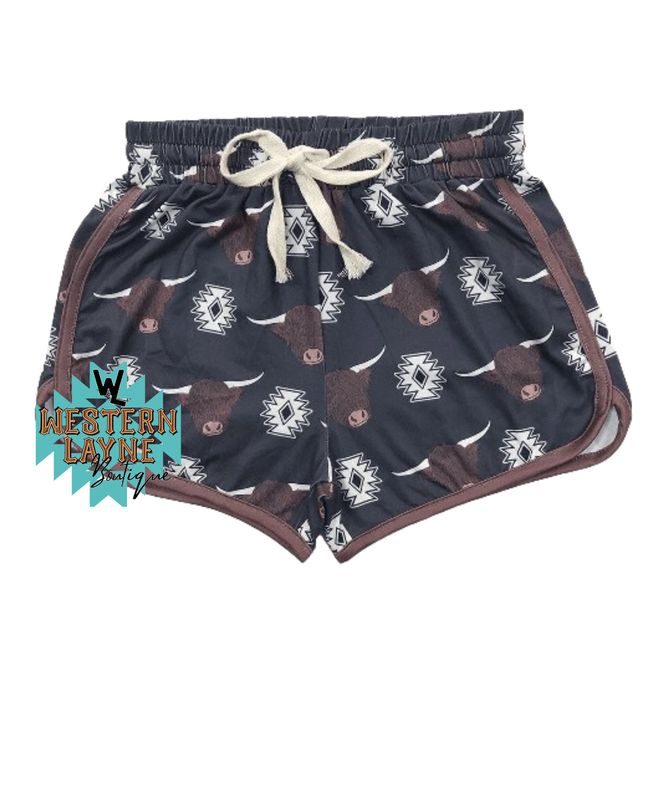 Aztec Black Cow Shorts