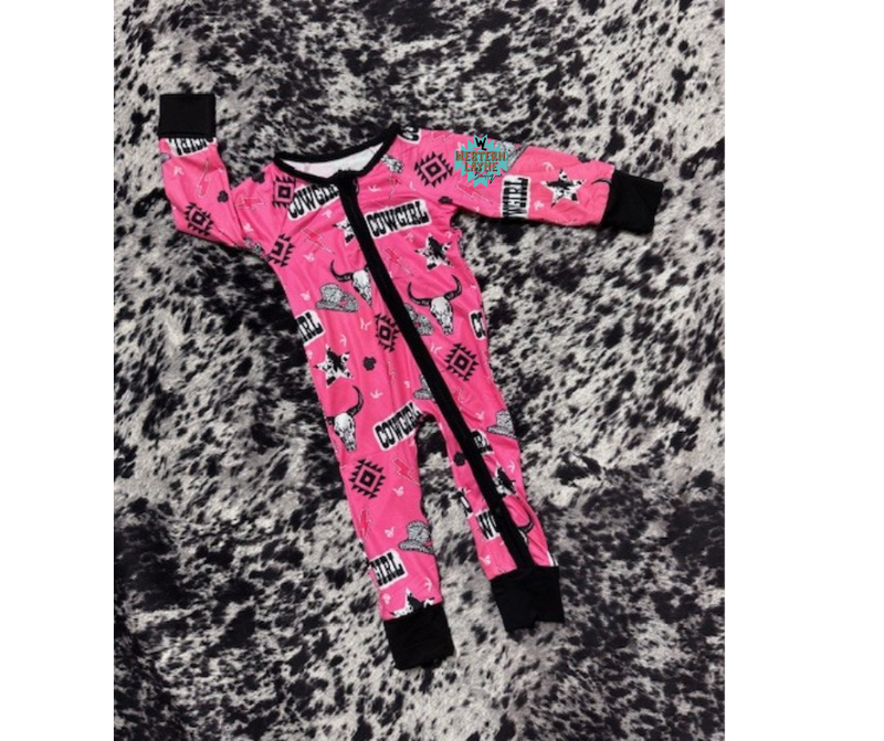 Pink Aztec Cowgirl Bamboo Zip Sleeper