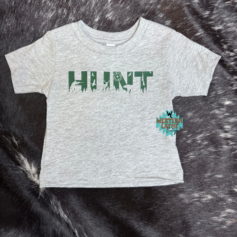 Gray T-Shirt with Green Hunt