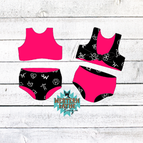 Black/Hot Pink Cattle Brand Reversible 2-Piece