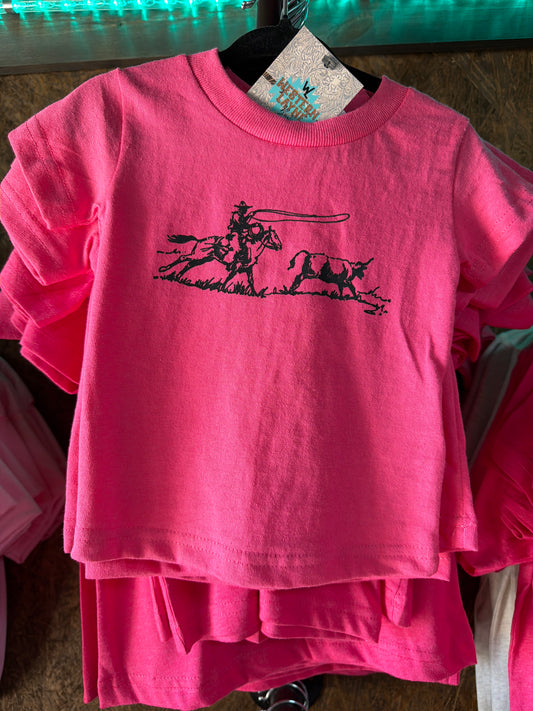Ropin' Cowboy Pink T-Shirt