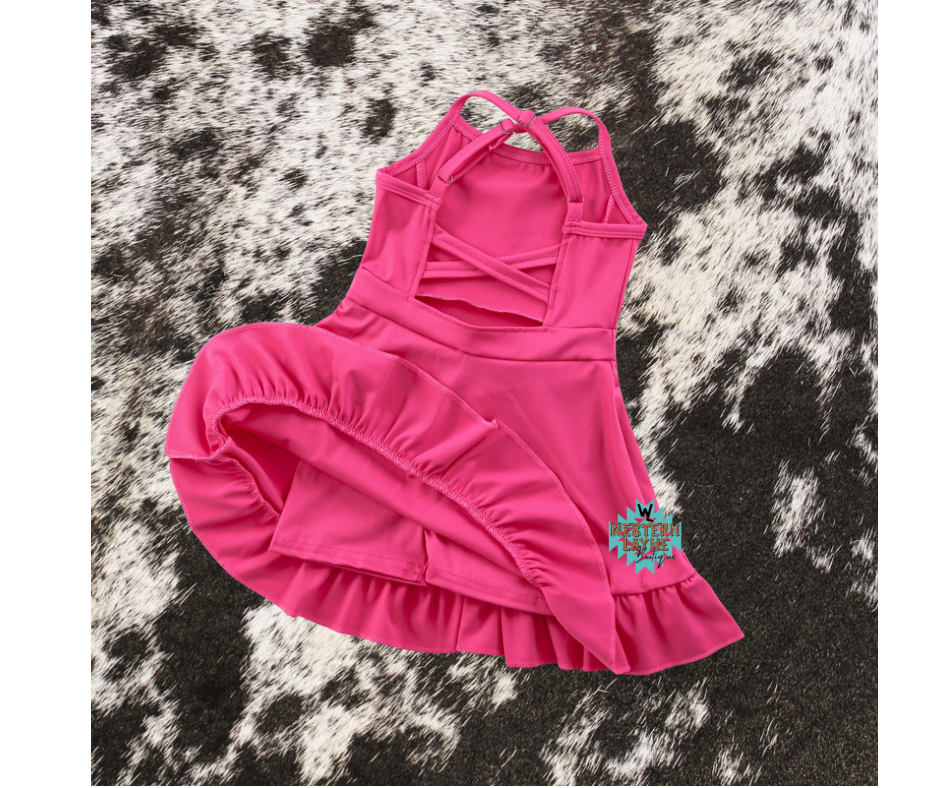 bright pink athletic dress Bright Pink Athletic Women's Tennis Dress with Pockets, Pink/Size XS