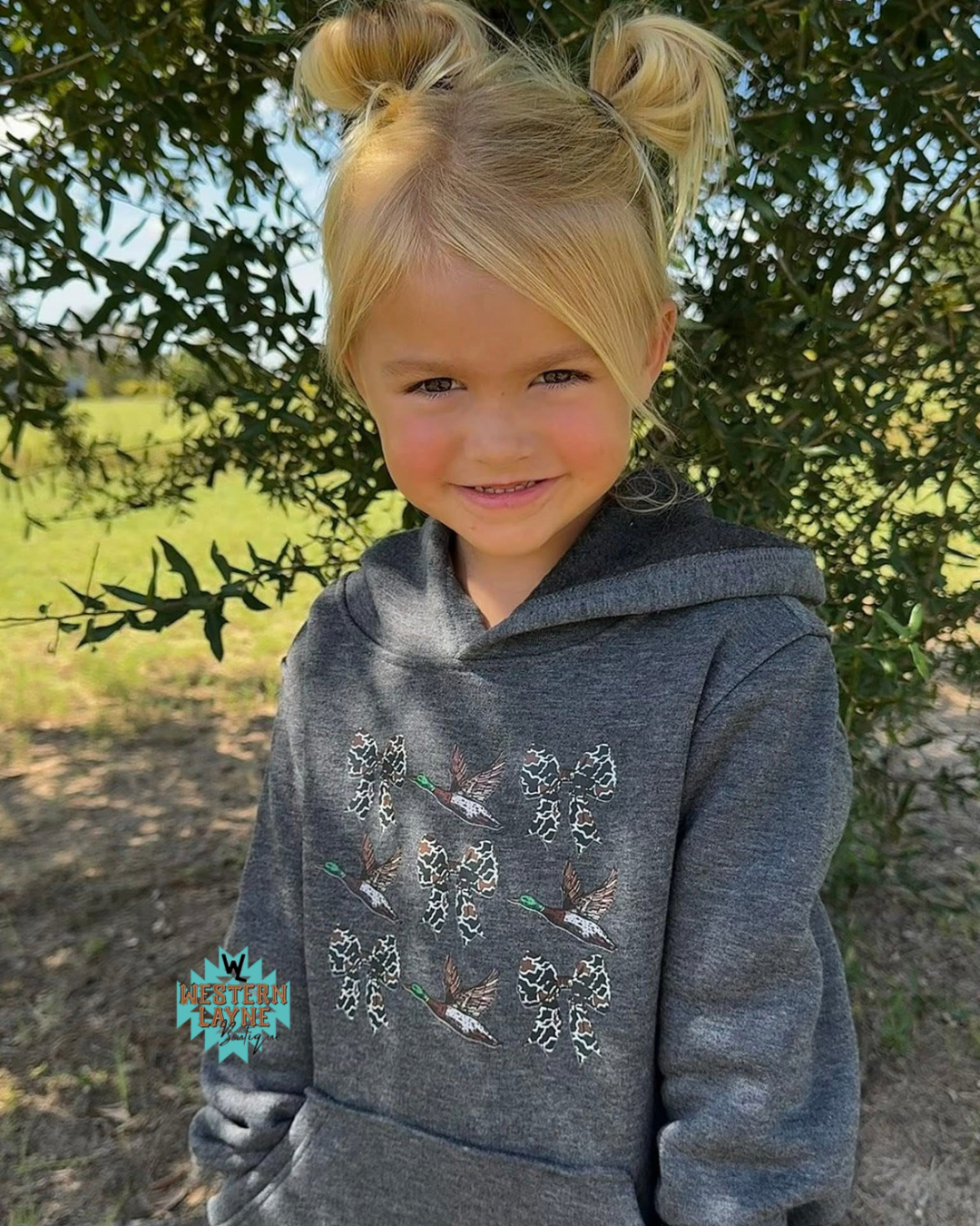 Ducks and Camo Bows Hoodie Charcoal Gray