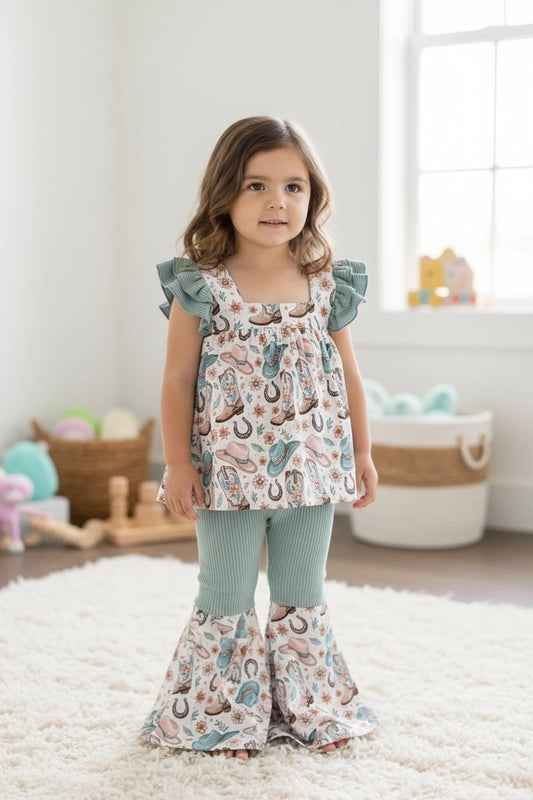 Little Cowgirl Ruffle Bell Set
