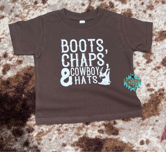 Boots Chaps & Cowboy Hats Brown T- Shirt