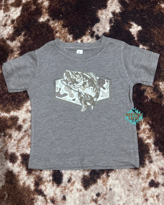 Camo Fish Label Grey T-Shirt