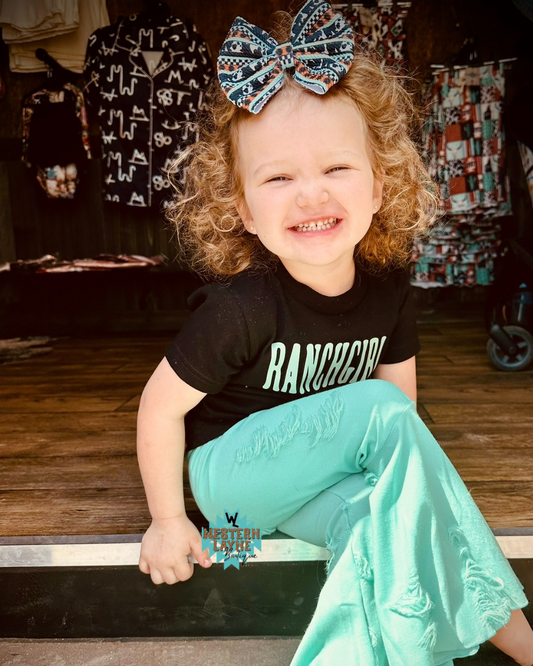 Ranchgirl Black T-Shirt (Teal)