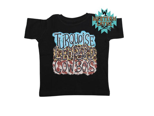 Turquoise Leopard Cowboys T-Shirt