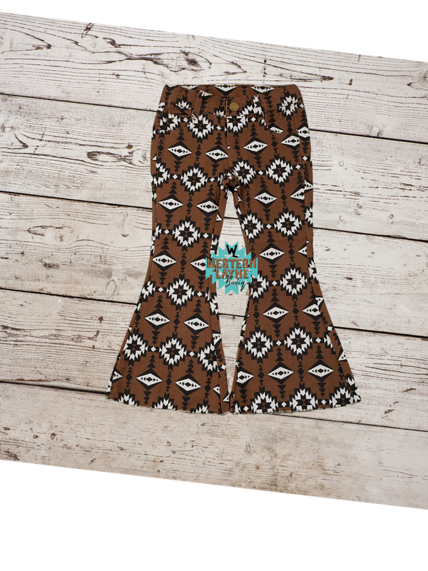 Brown Aztec Denim Bells