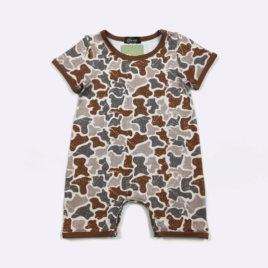 Distressed Camo Boy Romper